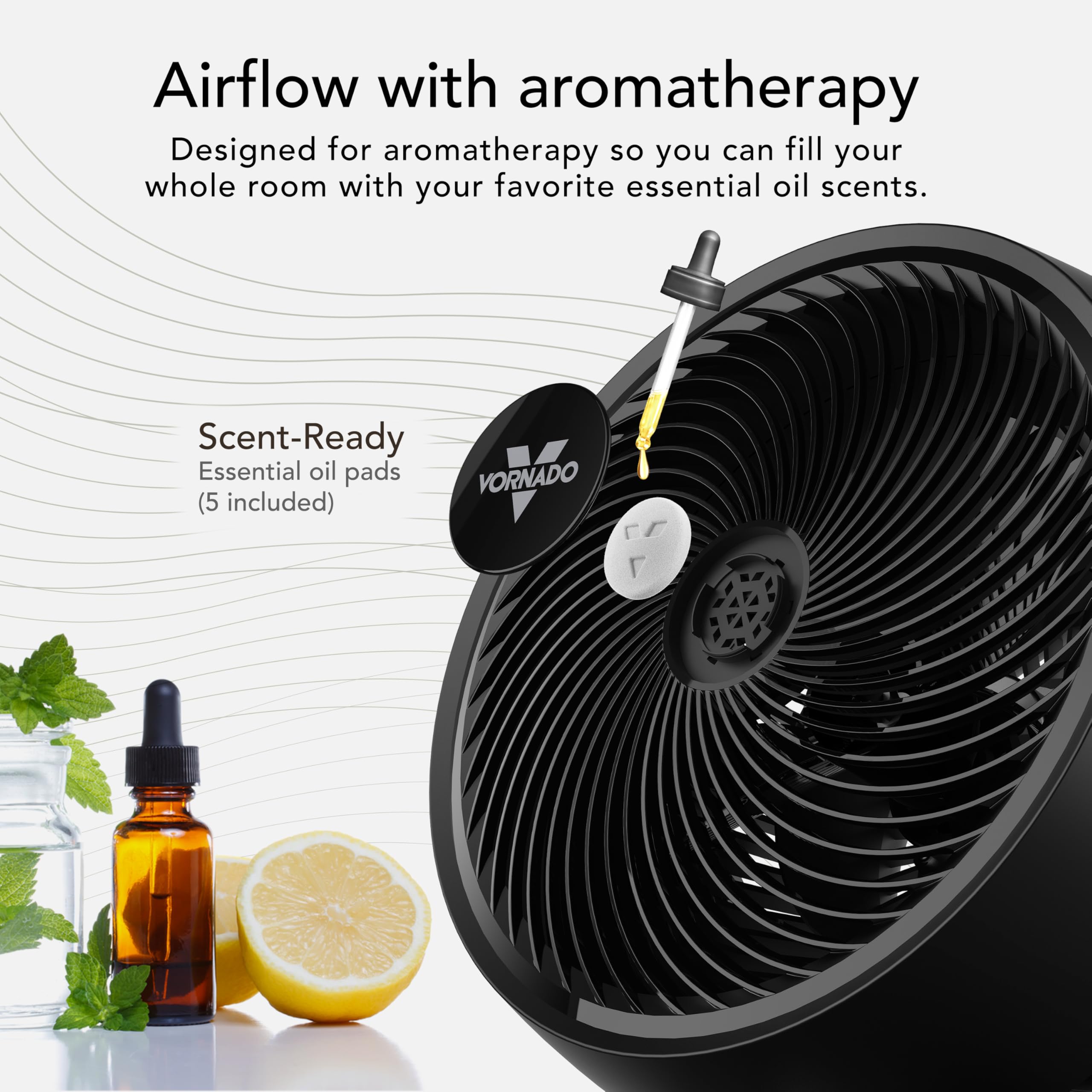 Vornado 753 OSC Whole Room Air Circulator Fan with Oscillation, Included Remote, Auto Mode, Aromatherapy with Included Scent Pads, 3 Speeds, Easy-Clean Removable Grille, Powerful Airflow, Black - Image 3