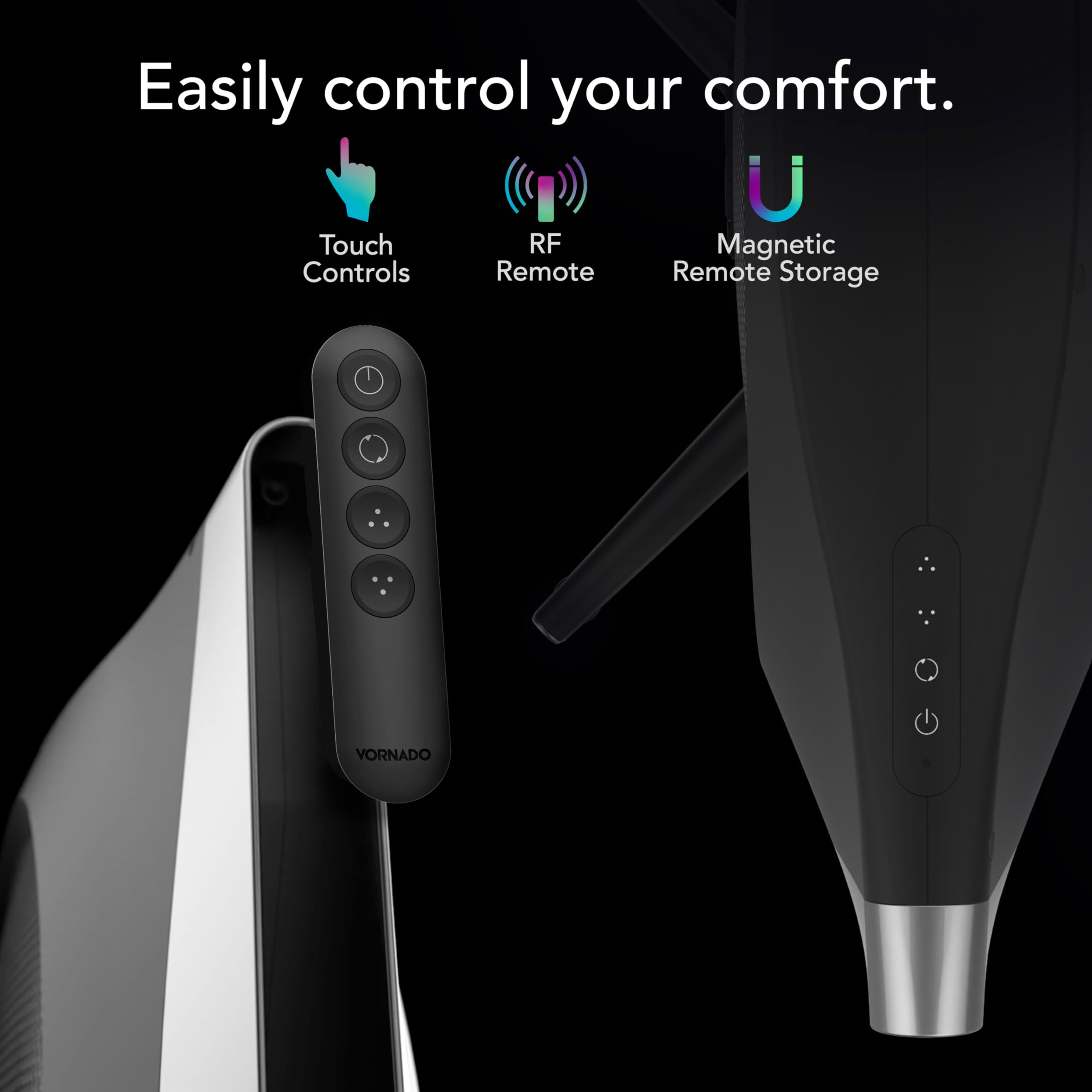 Vornado STRATA Compact Oscillating High Velocity Floor Fan with Remote Control, 5 Speeds, 18.4 in Tall, Powerful Air Circulator for Home, Electric Cooling Fan, Black - Image 7
