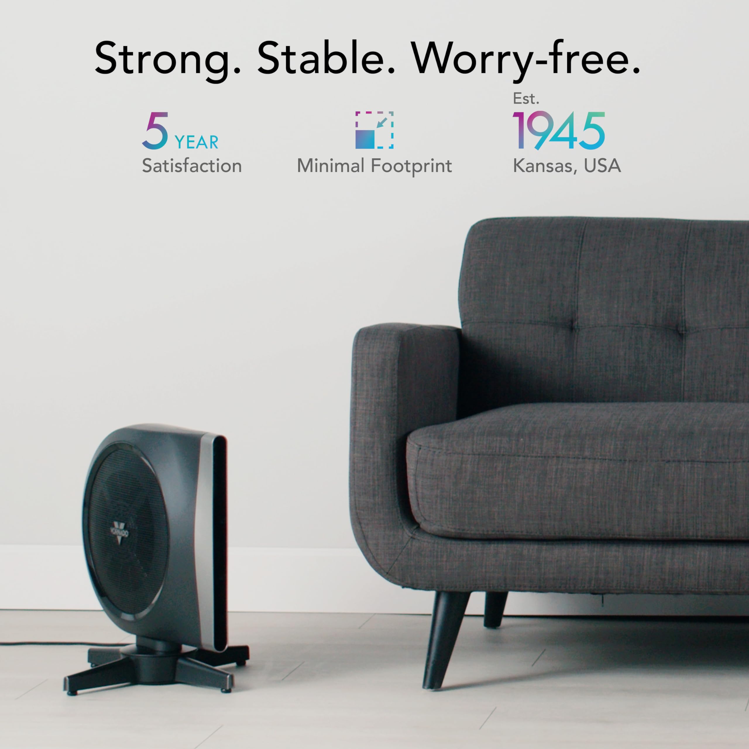Vornado STRATA Compact Oscillating High Velocity Floor Fan with Remote Control, 5 Speeds, 18.4 in Tall, Powerful Air Circulator for Home, Electric Cooling Fan, Black - Image 8