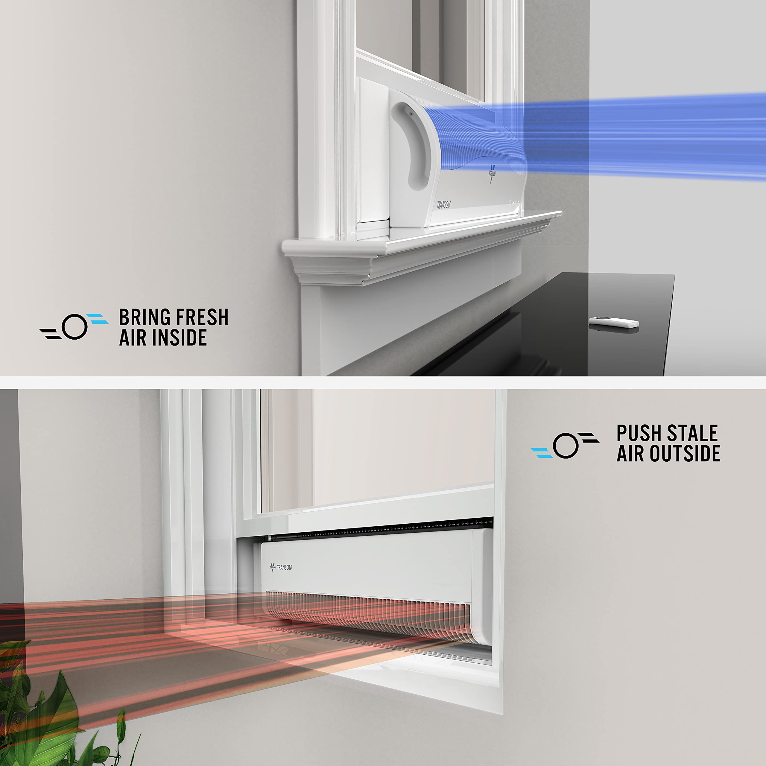 Vornado TRANSOM Window Fan with 4 Speeds, Remote Control, Reversible Exhaust Mode, Weather Resistant Case, Whole Room, Ice White - Image 4