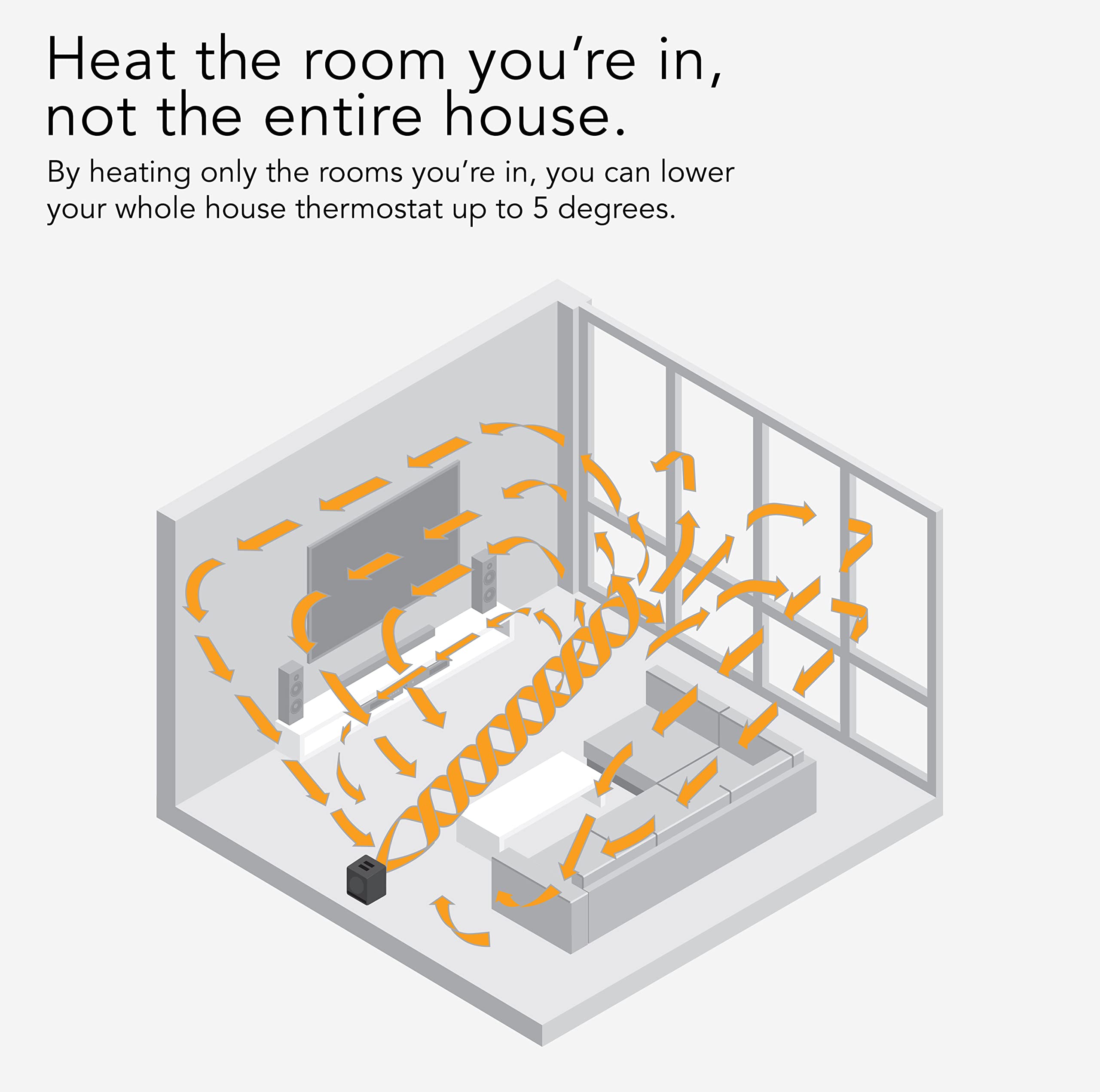 Vornado VMH300 Whole Room Metal Heater with 2 Heat Settings and Adjustable Thermostat, Storm Gray - Image 5