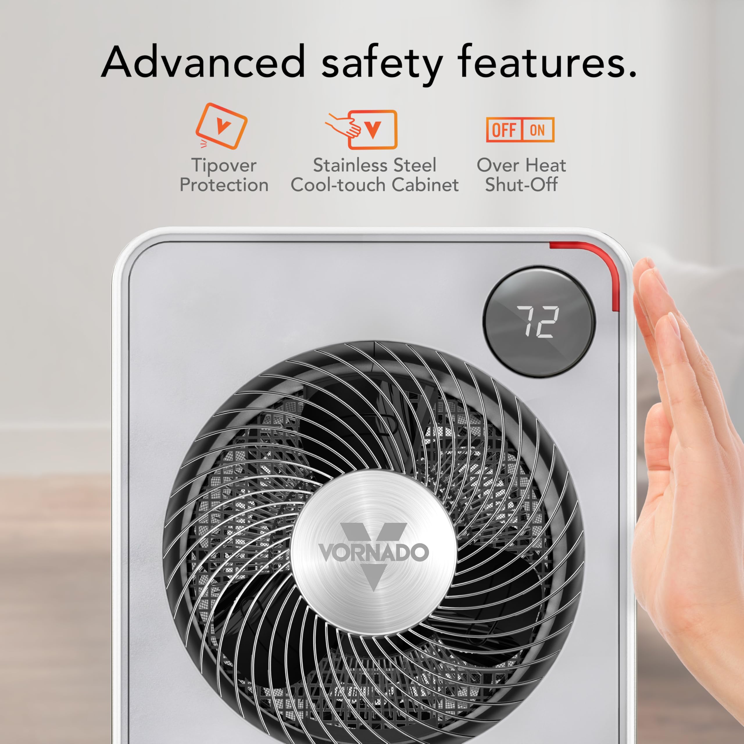 Vornado VMHi500 (2025) Whole Room Metal Space Heater, Digital Thermostat, Remote Control, Auto-Climate Control, 12-Hour Timer, Vortex Heat Circulation, Heater for Bedroom and Home, White - Image 4